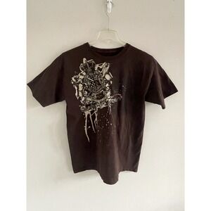 Chaos‎ Brand Graphic Y2K T Shirt Brown Large Crown Crest Streetwear